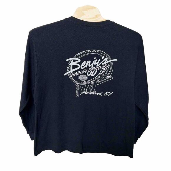 Vintage y2k Harley Davidson Waffle Shirt Thermal Mens XL Benjys Harley Davidson - Picture 5 of 9